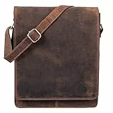 LEABAGS Leder Messenger Bag, London Vintage Herren Umhängetaschen, Echtleder Aktentasche Laptoptasche bis 13 Zoll, Umhängetasche mit Schultergurt Arbeitstasche Herren Lehrertasche