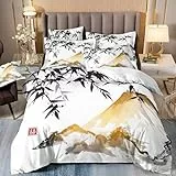 Bettdecke 135x200 Gold Schwarz Weiß Steppdecke Daunendecke 135x200 Mikrofaser Bettdecken Atmungsaktive Duvet Bettbezug mit Reißverschluss Bettdecken Weiches Bett Decke+2 Kissenbezug 80x80