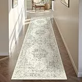 PureCozy Teppich Läufer Flur Grau 60x240cm Waschbar Vintage KüChenläUfer Schlafzimmer Wohnzimmer Teppiche Kurzflor Weich rutschfest Bettvorleger Teppichläufer Esszimmer Carpet