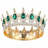 Grevosea Prinzessin Tiara Damen Vintage Krone Glitzernde Braut Diadem Haarschmuck Kristall Königin Krone Kristall Tiaras für Mädchen Volle Runde Mädchen Tiara für Geburtstags Hochzeit Abschlussball
