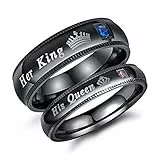 OIDEA Paar Ringe Herrenring Zirkonia: His Qing Her King Eheringe aus Edelstahl Trauringe Partnerringe Schwarz für Männer Größe 57