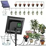 Biling Solar Automatisches Bewässerungssystem, 15 Tropfer, Solar Bewässerungssystem mit Multi-Modi, Solar-Tropfbewässerungssystem-Set für Topfpflanzen, Gewächshaus, Garten, Terrasse, Freilandpflanzen