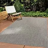 Taracarpet In & Outdoor Teppich Wetterfest Wohnzimmer Balkon Küchenteppich Terrassenteppich Flachgewebe Sisaloptik Meliert Einfarbig grau 240x340 cm