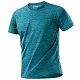 MAGCOMSEN Funktionsshirt Herren Sportshirt Kurzarm Trainingsshirt Atmungsaktiv Laufshirt Wandershirt Männer Regular Fit Fitness Shirts Funktionsshirt Pfauenblau XL