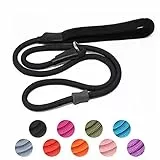 Heydoggy Starke Retrieverleine, robuste Nylon-Hundeleine, strapazierfähige schwarze Hundeleine mit Gummistopper und gepolstertem Griff für kleine, mittelgroße und große Welpen, 1,8 m, Schwarz
