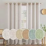 MIULEE Gardinen Vorhänge mit ösen Voile Vorhang kurz Modern Leinenoptik Halbtransparent Ösenvorhang für Wohnzimmer Kinderzimmer Raumteiler 2er Set Natural Linen Weiß 245x140 cm