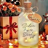 CENOVE LED Flaschenlicht mit Spruch Schön dass es Dich gibt, LED Dekoflaschen mit Korken, Personalisiert Geschenk für Geburtstag Hochzeit Weihnachten