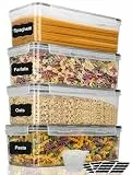 Withosent 3.2L Vorratsdosen Luftdicht Set, 4er Spaghetti Aufbewahrung Pasta Vorratsbehälter, Aufbewahrungsbox Küche mit Deckel Kunststoff für Nudeln, Müsli, Cornflakes, mit Löffel & Etiketten