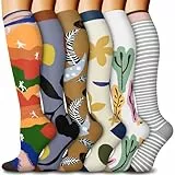 BLONGW 6 Paar Kompressionsstrümpfe Damen und Herren Kniestrümpfe Sport Stützstrümpfe Kompressionssocken für Flug Thrombosestrümpfe Laufen Reisen