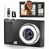 Digitalkamera, JDZ 4K Kamera Fotokamera 16X, Digitalkameras 1080P, Kompaktkamera mit 32 GB TF-Karte, Camera Digital, Foto Kamera für Kinder Teenager-Geburtstag, Valentinstagsgeschenk (Schwarz)