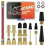 HENMI Fahrradventil Adapter Set, Alle Ventiladapter Fahrrad, Autoventil Adapter und französisches Ventil Adapter mit Sortierbox, Luftpumpe Adapter, Ballnadel und Kompressor Ventiladapter
