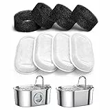 SOOFPET 8 Filter für Katzenbrunnen, 4 Stück Filter + 4 Stück Schaumstofffilter für Trinkbrunnen für Katze, Dreifach-Filterung, Erfüllt 2-4 Monate Ersatzbedarf, Geeignet für S2