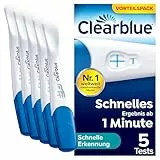 Clearblue Schwangerschaftstest, Schnelle Erkennung Vorteilspack, Ergebnis innerhalb von 1 Minute möglich, 5 Tests