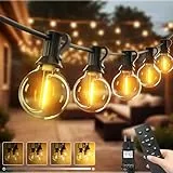 btfarm 10M Lichterkette Außen mit Fernbedienung & Timer, Dimmbar LED Outdoor Lichterkette Strom, IP44 Wasserdicht Wetterfest Lichterkette Glühbirnen für Garten Terrasse Party Weihnachten, Warmweiß