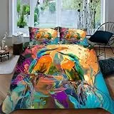 Zbeiba Zwei Spatzen Bettwäsche 135x200cm Bettbezug Set Kinderbettwäsche,Bettbezug und 2 Kissenbezug 80x80cm 3 teilig,#4,3D Drucken Bettbezug Mit Reißverschluss