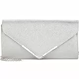 Tamaris Amalia Damen Clutch Bag Abendtasche Handtasche aus Kunstleder in metallic Silber. silber