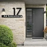 Hausnummernschild City von EDS-Werbemedien - Hochwertiges Hausnummer Schild in Edelstahl-Design - Individuell personalisierbares Haus Nummernschild aus UV- und witterungsbeständigem Material