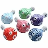 Cabilock 6 StüCk Keramik EssstäBchenhalter, Kugelfisch Form Essstäbchen Ständer, Bunte EssstäBchen Ablage, Ideal FüR Zuhause, Restaurant, Hotel, Tischdeko, 4.8 * 3.2 * 2.3cm