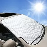 BEEWAY Auto Sonnenschutz Frontscheibe, Ultra-Dick und Ganzjährig Auto Frontscheibenabdeckung Windschutzscheiben Sonnenblende Wintergegen Schnee EIS Frost Sonne UV Staub Wasserbeständig(140 x 90cm)