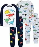 EULLA Kinder Jungen Schlafanzug Langarm Baumwolle Winter Pyjama Set Dinosaurier Zweiteiliger Nachtwäsche 7 Jahre alt Größe 122 L-2-pack Dinosaurier Set DE 122