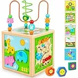 Jojoin Motorikwürfel Motorikspielzeug ab 1 Jahr - Aktivitätswürfel Montessori Baby Spielzeug - Motorikschleife Kinderspielzeug Sortierspiel Holzspielzeug Lernspielzeug für 2 3 4 Jahre Kinder