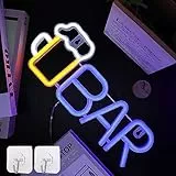 ENUOLI Bar Bier Neon Schilder LED Bar Neon Light Neon Blue Wall Lamps Bier Neon Nachtschild USB oder 3-AA Batterie Batterieantrieb Neon Wandschilder für Schlafzimmer Bar Store Club Home Party Kunstde