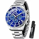 SAPPHERO Uhren Herren Chronograph Analog Quarz 50M Wasserdicht Armbanduhr Herren Mode Lässig Business Herrenuhren mit Kalender Edelstahlarmband Uhr Geschenk für Männer