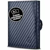 RUTAKO Slim Wallet mit Münzfach & RFID-Schutz - Kartenetui Herren & Damen - Kreditkartenetui klein - Mini Geldbörse - Portmonee Portemonnaie klein - Geldbeutel Carbon-Blau
