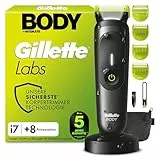 Gillette Labs i7 Body + Intimate Trimmer Herren, Schwarz/Grün, Intimrasierer Mann für Körper Und Intimbereich mit SkinFirst-Technologie, Wasserdichte, Inkl. LED-Licht, Duschhalterung und Ladeständer