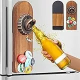ZONSUSE Flaschenöffner mit Magnet, Vintage Holz Wand Bieröffner, Einzigartige Geschenkideen für Männer Papa Freund Ehemann, Cooles Zeug Gadgets für Thanksgiving Weihnachten Geschenke(Kronkorken)