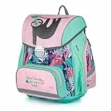 OXY BAG Schulranzen Premium Light Ergonomische Schulrucksack, 27L Reflektoren, Schule Tasche Mädchen Kinder für 1. - 3. Klasse Back to School (Sloth)