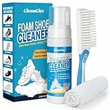 Sneaker Reiniger Set 200ml – Weißer Schuhreiniger mit Bürste & Tuch – Turnschuh Reiniger für Leder, Stoff, Gummi, PU & Canvas – Schuhputz Set für Sneaker & Schuhe