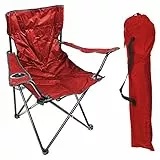 BEEK Faltstuhl Campingstuhl Anglerstuhl mit Getränkehalter & Tragetasche - Anglersessel faltbar klappbar, Entspannen, Acryl, Beige