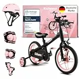 Kidiyana 3-in-1 Laufrad Set ab 2 Jahren mit Hartschale Kinderhelm, Protektoren Set - Knieschoner, Ellenbogenschoner & Handgelenkschoner - 12 Zoll Kinderfahrrad mit abnehmbaren Pedalen & Stützrädern
