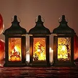 3 Stück Halloween Deko Kürbis Laterne, Halloween Laterne Outdoor mit LED Kerze, Halloween Deko Garten mit Batterie, Herbstdeko Laterne Kerzen, Kürbislaterne zum Aufhängen Herbst Innen Außen Baum Licht
