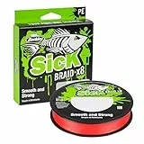 Berkley Sick Braid – 8-fach geflochtene Angelschnur, super glattes 8-fach Multifaden PE Raubfischgeflecht, Angelschnüre 150-300 m zum Süßwasser- oder Salzwasser-Meeresangeln, Red