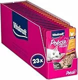 Vitakraft Poésie Délice, Nassfutter Katze, Katzennassfutter in Sauce, mit Huhn, Vorratspackung, ohne Zusatz von Zucker und Getreide (23x 85g)