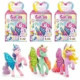 Galupy Rainbow Unicorn 3er Pack - Einhorn Spielzeug zu Sammeln, Einhorn Figuren mit Glitzerflügeln & Swarovski Kristal, 16 Farbkombinationen
