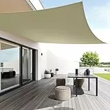 Menz Sonnensegel rechteckig 3x4m Beige – Sonnensegel wasserdicht UV50+ Sonnenschutz Balkon – Segeltuch Sonnenschutz für Balkon Terrasse Garten Außenbereich – Windfest
