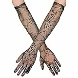 Boland 74543 - Handschuhe Ellenbogen Spiderweb, Schwarz, Damen Erwachsene, 100% Polyester, Hexen, Spinnen, Halloween, Karneval, Mottoparty, Zubehör, Accessoire