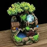 Dioche Dekorativer Zen-Brunnen für den Innenbereich, Zen-Tischbrunnen mit Zerstäuber und LED-Licht, Leichter Wasserfallbrunnen für Zuhause und Entspannung im Freien (EU)