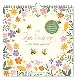 Bee happy - Kalender 2026 - Grafik Werkstatt - Wandkalender - Monatskalender mit Saatgut- Tütchen, Goldveredelung und handgefertigten Illustrationen und Platz zum Eintragen - 20 cm x 20 cm