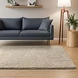 Interiyou Hochflor Teppich Sofia - 200x290 cm Beige - flauschig und einfarbig - waschbar und rutschfest - weicher Langflor