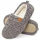 EverFoams Damen Warme Hausschuhe Kunstwolle Memory Foam Geschlossen Pantoffeln, grau, 38/39 EU