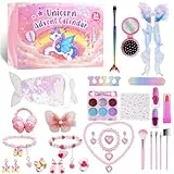 Einhorn Adventskalender 2025 Mädchen, Einhorn Weihnachtskalender kinder, 24 Tage Weihnachts-Countdown mit Haarschmuck Armbänder Geldbörse, 24 Tagen Überraschungen Geschenke für Mädchen (Rosa)