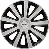 Goodyear Auto Radzierblenden Radkappen Radblenden „Memphis Carbon“, 4er Set, 35 cm (14 Zoll), Schwarz/Silber