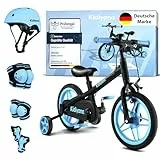 Kidiyana 3-in-1 Laufrad Set ab 2 Jahren mit Hartschale Kinderhelm, Protektoren Set - Knieschoner, Ellenbogenschoner & Handgelenkschoner - 12 Zoll Kinderfahrrad mit abnehmbaren Pedalen & Stützrädern