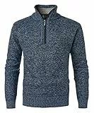 KTWOLEN Herren Pullover Fleece Gefüttert Langarm Strickpullover mit Stehkragen Winterpullover Fleecepullover Feinstrick Sweat Sweatshirt Pullover mit Reißverschluss, Navy Blau, L