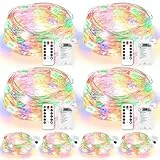 Maxee 4 Stück 10M + 4 Stück 3M LED Lichterkette Batterie, 8 Modi Fernbedienung mit Timer Lichterkette, IP65 Wasserdichte, Außen Lichterkette Draht für Weihnachten Innen Aussen Deko, Farbig