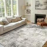 BEIMO Waschbarer Teppich Wohnzimmer, Abstrakt Design Teppich Schlafzimmer Kurzflor, Groß Teppiche rutschfest Weiche für Badezimmer Esszimmer Flur, 160X230CM, Grau-braunton